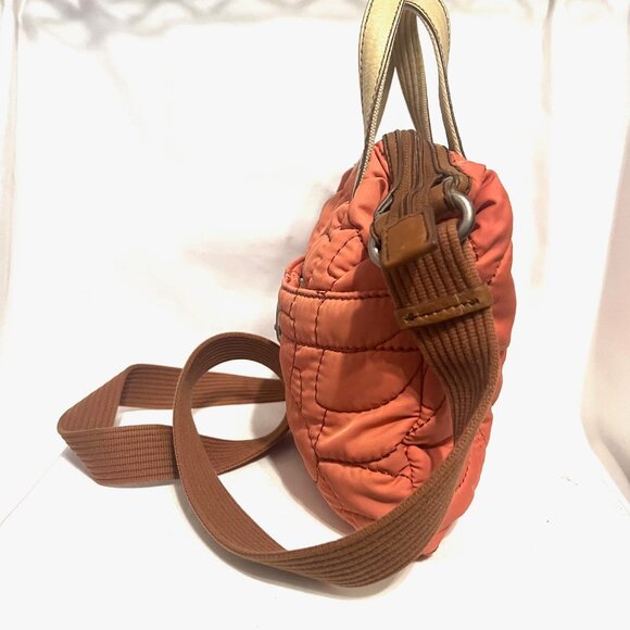Fossil "Key-Pen" Orange/Peach Quilted Tan Trim Crossbody Purse-Lightweight-Comfy - Picture 7 of 15